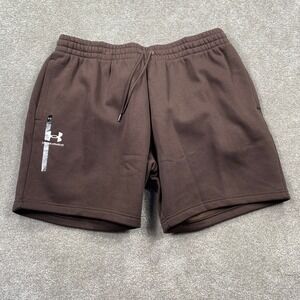 Under Armour Mens Icon Fleece Shorts Brown 2XL 1380377 Loose Fit NWT
